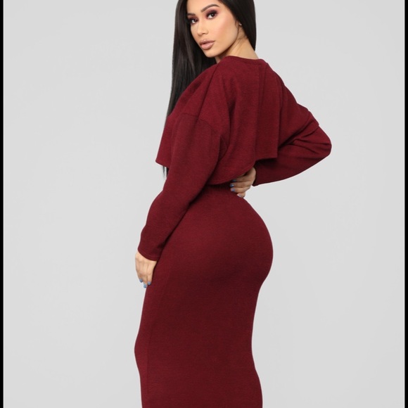 A Beautiful Night Skirt Set - Burgundy - Picture 5 of 8